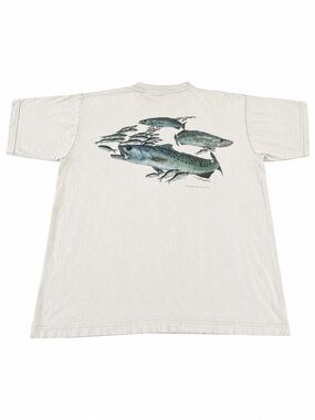 Vintage Columbia Sportswear USA Made Salmon Fish Graphic Pocket Tee Large